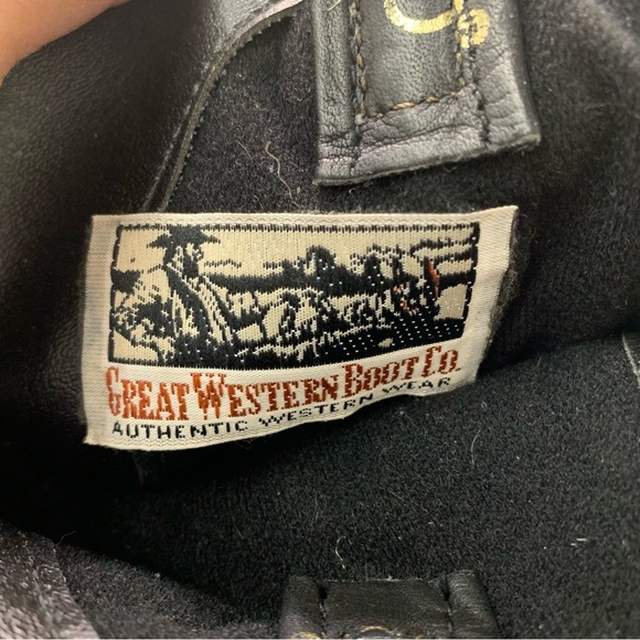 Dingo Slouch Cowboy Boots Black Pigskin Leather Western Biker 6.5D need insoles - Picture 10 of 10